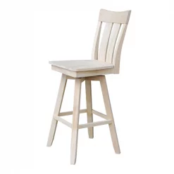 International Concepts Ava Bar Height Stool, with Swivel 30" Seat Height, Unfinished -Kitchen & Dining Furniture Sales Store Whitewood20Industries20Inc Sxx133SWxx5
