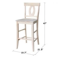 International Concepts Verona Bar Height Stool, 30" Seat Height, Unfinished -Kitchen & Dining Furniture Sales Store Whitewood20Industries20Inc Sxx1703xx2