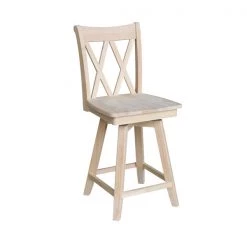 International Concepts Double "X" Back Counter Height Stool, Swivel 24" Seat Height, Unfinished -Kitchen & Dining Furniture Sales Store Whitewood20Industries20Inc Sxx202SWxx3