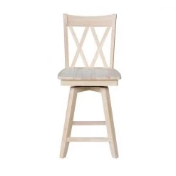 International Concepts Double "X" Back Counter Height Stool, Swivel 24" Seat Height, Unfinished -Kitchen & Dining Furniture Sales Store Whitewood20Industries20Inc Sxx202SWxx5