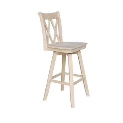 International Concepts Double "X" Back Counter Height Stool, Swivel 24" Seat Height, Unfinished -Kitchen & Dining Furniture Sales Store Whitewood20Industries20Inc Sxx202SWxx8