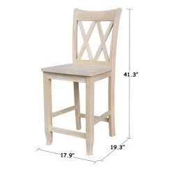 International Concepts Double X-Back Counter Height Stool, 24" Seat Height, Unfinished -Kitchen & Dining Furniture Sales Store Whitewood20Industries20Inc Sxx202xxDIMENSIONxxfb339c