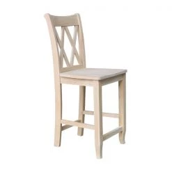 International Concepts Double X-Back Counter Height Stool, 24" Seat Height, Unfinished -Kitchen & Dining Furniture Sales Store Whitewood20Industries20Inc Sxx202xxSIDExxf2ad9d