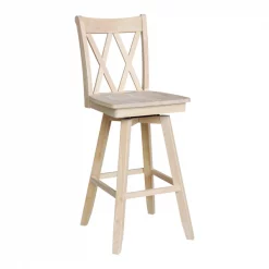 International Concepts Double "X" Back Bar Height Stool, Swivel 30" Seat Height, Unfinished -Kitchen & Dining Furniture Sales Store Whitewood20Industries20Inc Sxx203SWxx1