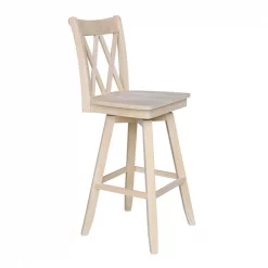 International Concepts Double "X" Back Bar Height Stool, Swivel 30" Seat Height, Unfinished -Kitchen & Dining Furniture Sales Store Whitewood20Industries20Inc Sxx203SWxx6