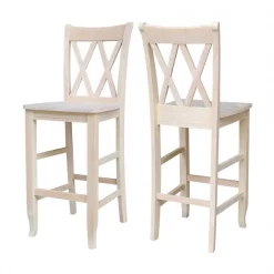 International Concepts Double X-Back Bar Height Stool, 30" Seat Height, Unfinished -Kitchen & Dining Furniture Sales Store Whitewood20Industries20Inc Sxx203xxFRONTxxANDxxBACKxx1ac09a