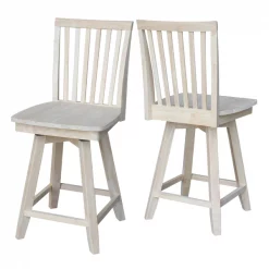 International Concepts Mission Counter Height Stool, with Swivel, 24" Seat Height, Unfinished -Kitchen & Dining Furniture Sales Store Whitewood20Industries20Inc Sxx262SWxx2