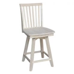 International Concepts Mission Counter Height Stool, with Swivel, 24" Seat Height, Unfinished -Kitchen & Dining Furniture Sales Store Whitewood20Industries20Inc Sxx262SWxx3