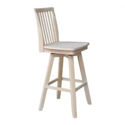 International Concepts Mission Bar Height Stool, with Swivel, 30" Seat Height, Unfinished -Kitchen & Dining Furniture Sales Store Whitewood20Industries20Inc Sxx263SWxx4