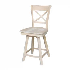 International Concepts Charlotte Counter Height Stool, 24" Seat Height, Swivel, Unfinished