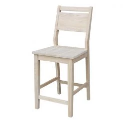 International Concepts Aspen Counter Height Panel Stool, 24" Seat Height, Unfinished