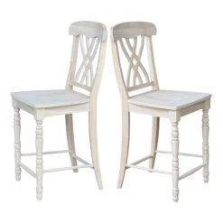 International Concepts Lattice Counter Height Stool, 24" Seat Height, Unfinished -Kitchen & Dining Furniture Sales Store Whitewood20Industries20Inc Sxx3902xx5