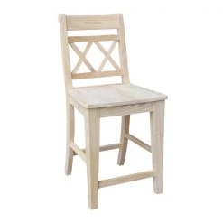 International Concepts Counter Height Double X-Back Stool, 24" Seat Height, Unfinished -Kitchen & Dining Furniture Sales Store Whitewood20Industries20Inc Sxx472xx1