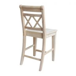 International Concepts Counter Height Double X-Back Stool, 24" Seat Height, Unfinished -Kitchen & Dining Furniture Sales Store Whitewood20Industries20Inc Sxx472xx2