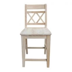 International Concepts Counter Height Double X-Back Stool, 24" Seat Height, Unfinished -Kitchen & Dining Furniture Sales Store Whitewood20Industries20Inc Sxx472xx3