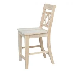 International Concepts Counter Height Double X-Back Stool, 24" Seat Height, Unfinished -Kitchen & Dining Furniture Sales Store Whitewood20Industries20Inc Sxx472xx5