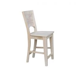 International Concepts Solid Back Counter Height Stool, 24" Seat Height, Unfinished -Kitchen & Dining Furniture Sales Store Whitewood20Industries20Inc Sxx482xx7