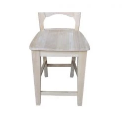 International Concepts Solid Back Counter Height Stool, 24" Seat Height, Unfinished -Kitchen & Dining Furniture Sales Store Whitewood20Industries20Inc Sxx482xx9