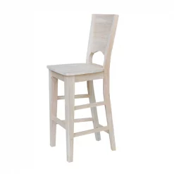 International Concepts Solid Back Bar Height Stool, 30" Seat Height, Unfinished -Kitchen & Dining Furniture Sales Store Whitewood20Industries20Inc Sxx483xx6