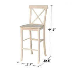 International Concepts X-Back Stool, 30" Seat Height, Unfinished -Kitchen & Dining Furniture Sales Store Whitewood20Industries20Inc Sxx6133xx2