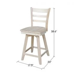 International Concepts Emily Counter Height Stool, 24" Seat Height, with Swivel, Unfinished -Kitchen & Dining Furniture Sales Store Whitewood20Industries20Inc Sxx6172SWxx2