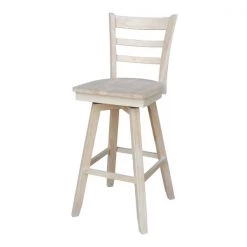 International Concepts Emily Bar Height Stool, 30" Seat Height, with Swivel, Unfinished