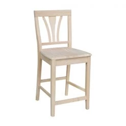 International Concepts Fanback Stool, 24"Seat Height, Unfinished -Kitchen & Dining Furniture Sales Store Whitewood20Industries20Inc Sxx9182xx1
