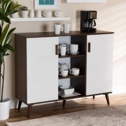 Baxton Studio Quinn White and Walnut Finished 2-Door Wood Dining Room Sideboard -Kitchen & Dining Furniture Sales Store Wholesale20Interiors20Inc 10214xx7