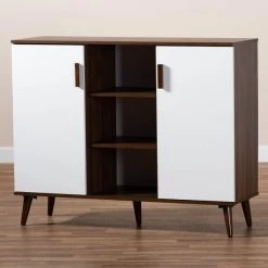 Baxton Studio Quinn White and Walnut Finished 2-Door Wood Dining Room Sideboard -Kitchen & Dining Furniture Sales Store Wholesale20Interiors20Inc 10214xx8