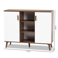 Baxton Studio Quinn White and Walnut Finished 2-Door Wood Dining Room Sideboard -Kitchen & Dining Furniture Sales Store Wholesale20Interiors20Inc 10214xx9