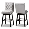 Baxton Studio Gregory Light Grey Velvet and Brown Wood 2-Piece Swivel Bar Stool Set -Kitchen & Dining Furniture Sales Store Wholesale20Interiors20Inc 10289xx1