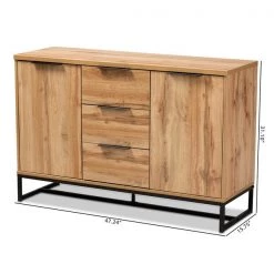 Baxton Studio Reid Oak Finished Wood and Black Metal 3-Drawer Sideboard Buffet -Kitchen & Dining Furniture Sales Store Wholesale20Interiors20Inc 10295xx10