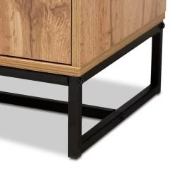 Baxton Studio Reid Oak Finished Wood and Black Metal 3-Drawer Sideboard Buffet -Kitchen & Dining Furniture Sales Store Wholesale20Interiors20Inc 10295xx6