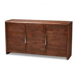 Baxton Studio Torres Brown Oak Finished 3-Door Wood Sideboard Buffet