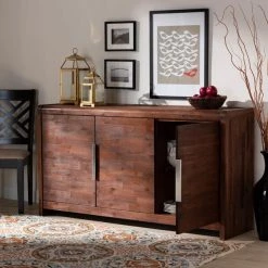 Baxton Studio Torres Brown Oak Finished 3-Door Wood Sideboard Buffet -Kitchen & Dining Furniture Sales Store Wholesale20Interiors20Inc 10431xx7