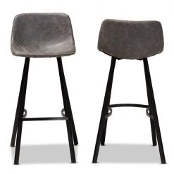 Baxton Studio Tani Grey and Brown Upholstered Black Finished 2-PC Bar Stool Set -Kitchen & Dining Furniture Sales Store Wholesale20Interiors20Inc 10509xx2