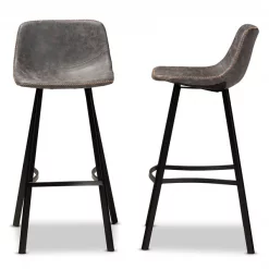 Baxton Studio Tani Grey and Brown Upholstered Black Finished 2-PC Bar Stool Set -Kitchen & Dining Furniture Sales Store Wholesale20Interiors20Inc 10509xx3