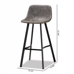 Baxton Studio Tani Grey and Brown Upholstered Black Finished 2-PC Bar Stool Set -Kitchen & Dining Furniture Sales Store Wholesale20Interiors20Inc 10509xx7