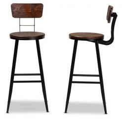Baxton Studio Kenna Wood and Black Metal Finished 2-Piece Metal Bar Stool Set -Kitchen & Dining Furniture Sales Store Wholesale20Interiors20Inc 10510xx3