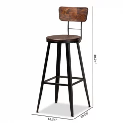 Baxton Studio Kenna Wood and Black Metal Finished 2-Piece Metal Bar Stool Set -Kitchen & Dining Furniture Sales Store Wholesale20Interiors20Inc 10510xx7