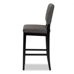 Baxton Studio Faustino Grey Faux Leather Upholstered Black Finished Wood Bar Stool -Kitchen & Dining Furniture Sales Store Wholesale20Interiors20Inc 10574xx3