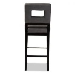 Baxton Studio Faustino Grey Faux Leather Upholstered Black Finished Wood Bar Stool -Kitchen & Dining Furniture Sales Store Wholesale20Interiors20Inc 10574xx4