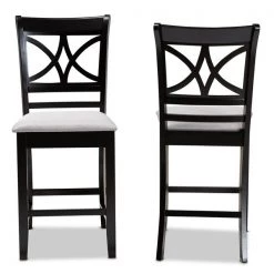 Baxton Studio Chandler Grey Upholstered and Espresso Wood 2-Piece Pub Chair Set -Kitchen & Dining Furniture Sales Store Wholesale20Interiors20Inc 10761xx2