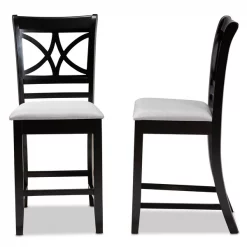 Baxton Studio Chandler Grey Upholstered and Espresso Wood 2-Piece Pub Chair Set -Kitchen & Dining Furniture Sales Store Wholesale20Interiors20Inc 10761xx3