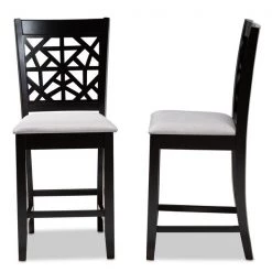 Baxton Studio Devon Grey Upholstered and Espresso Wood 2-Piece Pub Chair Set -Kitchen & Dining Furniture Sales Store Wholesale20Interiors20Inc 10765xx3