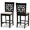 Baxton Studio Devon Sand Upholstered and Espresso Wood 2-Piece Pub Chair Set
