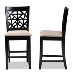 Baxton Studio Devon Sand Upholstered and Espresso Wood 2-Piece Pub Chair Set -Kitchen & Dining Furniture Sales Store Wholesale20Interiors20Inc 10766xx3