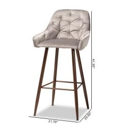 Baxton Studio Catherine Grey Upholstered and Walnut Finished 4-Piece Bar Stool Set -Kitchen & Dining Furniture Sales Store Wholesale20Interiors20Inc 10800xx7