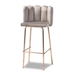 Baxton Studio Kaelin Grey Velvet Upholstered and Gold Finished 4-Piece Bar Stool Set -Kitchen & Dining Furniture Sales Store Wholesale20Interiors20Inc 10801xx2