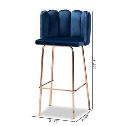 Baxton Studio Kaelin Blue Velvet Upholstered and Gold Finished 4-Piece Bar Stool Set -Kitchen & Dining Furniture Sales Store Wholesale20Interiors20Inc 10802xx7